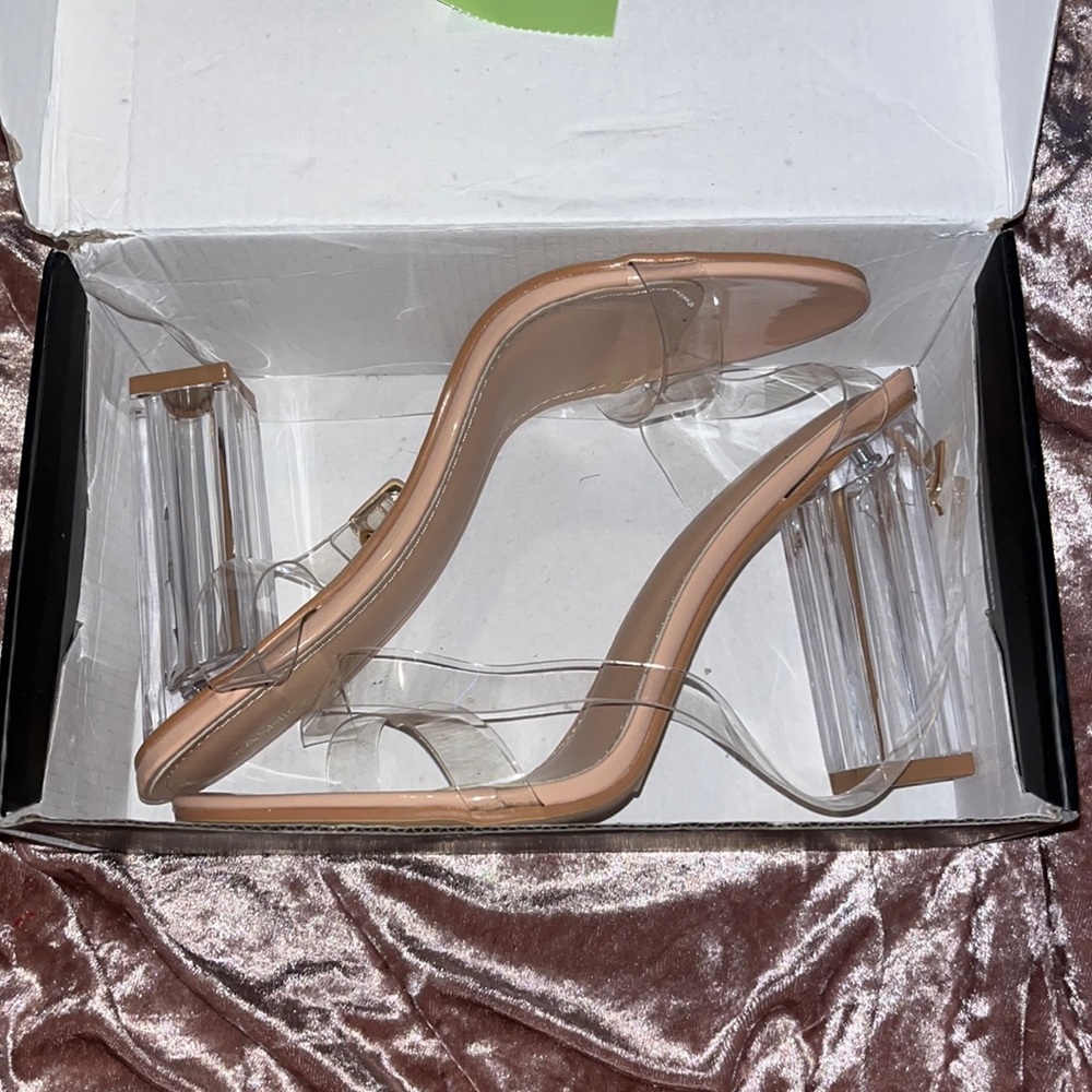 Fashion Nova Clear Glass Slipper Heals